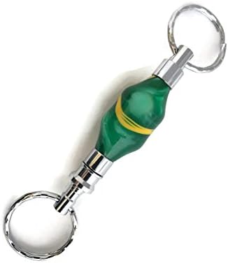 Brilliant Green with Yellow Stripes Detachable Key Chain with two Key Rings That Swivel SJS061A