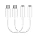 （2-Pack） USB C to 3.5mm Aux Cable USB C to 3.5mm Headphone Adapter Type C to 3.5mm Audio Adapter Type C Adapter Audio Connector for iPad Pro/Google Pixel/Pixel 2/2XL/3/Samsung/Huawei/Moto Z/Z2-White