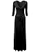 NINEXIS Women's V-Neck 3/4 Sleeve Waist Wrap Front Maxi Dress Black XL