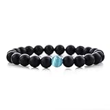 Beads Bracelet with 8mm Black Matte Agate & Cat Eye Handmade Natural Stone by Long Way