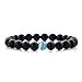 Beads Bracelet with 8mm Black Matte Agate & Cat Eye Handmade Natural Stone by Long Way