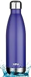 MIRA Vacuum Insulated Stainless Steel Water Bottle | Leak-proof Double Walled Cola Shape Sports Water Bottle | No Sweating, Keeps Your Drink Cold 24 hours or Hot 12 hours | 25 Oz (750 ml) | Blue