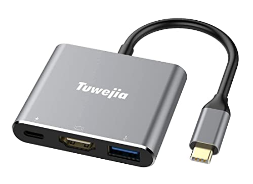 Tuwejia USB C auf HDMI-Mehrfachanschluss-Adapter, USB 3.1 Gen 1 Thumderbolt 3 auf HDMI 4K Video Konverter / USB 3.0 Hub-Anschluss-PD, Schnellladeanschluss, mit