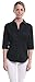 PIER 17 Button Down Shirts for Women Tailored, 3/4 Sleeve Shirt with Stretch - Semi Fitted for Slim, Fit Look - 97% Cotton and 3% Spandex - Lightweight and Soft Materials (Medium, Black)