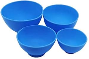ORILAO 4Pcs One Set Silicone Flexible Rubber Impression Mixed Alginate Bowl Dental Mixing Bowls Blue