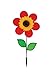 In the Breeze 2774 — 12-inch Red Sunflower Wind Spinner with Leaves — Colorful Flower for Yard and Garden