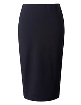 Chicwe Women's Plus Size Stretch Long Tailored Calf Length Pencil Skirt Elastic Waistband