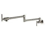 Sprinkle PHASAT Wall Mounted Brass Kitchen Faucet Pot Filler Double Joint Spout Brushed Nickel Faucet