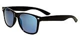 Mirozi Men's Wayferer 48MM Mirrored Lens Sunglasses (Black, Dark Blue Mirrored)