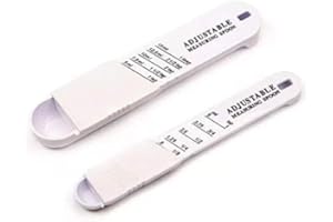 SECFANYA Zsirue 2 PCS Adjustable Measuring Spoon Set, Measuring Dry/Liquid Ingredients, Metering Spoon for Baking, Cooking, Powder (White)