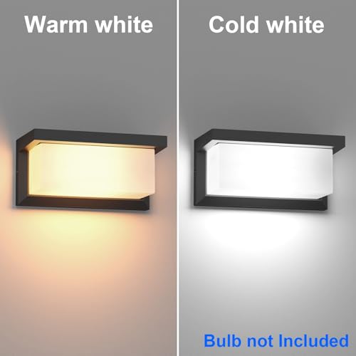Klighten 2 Pcs E27 Outdoor Wall Light, 60W E27 Wall Light, IP65 Outdoor Wall Lamp for Indoor and Outdoor Use, Black, (No Bulb)