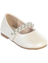 iGirldress Infant Toddler Girls Straps Flower Girls Shoes S116 Ivory Size 4