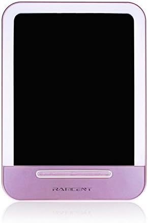 Greatpril Portable LED Lighted Compact Cosmetic Mirror with Easel, Touch Screen, 3-Level Dimmable Lights, USB Charge Port (Pink)