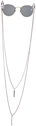 Sintillia Barre Backlace Statement Sunglass Strap, Glasses Chain, Eyeglass Cord (Rose Gold with Clear Attachments)