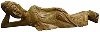 ONE2T THAI BUDDHISM ART TEAK WOOD CARVED SLEEPING BUDDHA STATUE SCULPTURE 12 inch (1)