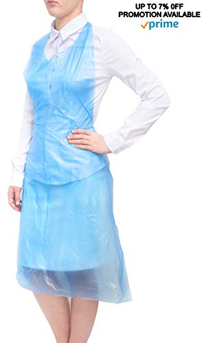 100 Pack Blue PE Aprons 28 x 46 inches. 2 Mil Disposable Polyethylene Aprons. Unisex Waterproof Workwear. Blue Protective Uniform Aprons for Men, Women. Lightweight, Breathable. Wholesale Price. - Thumbnail 3
