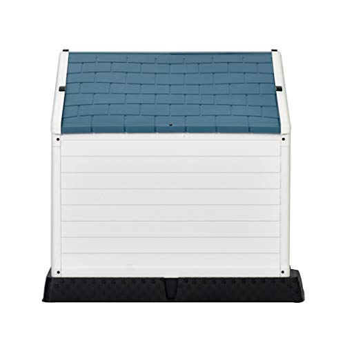 Good Life Outdoor Indoor Waterproof Plastic Dog House for Medium to Large Dogs Outdoor Winter Pet Dog House Kennel Ventilate Blue & White Color