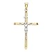 The World Jewelry Center 14k REAL Two Tone Gold Religious Crucifix Jesus Cross Charm Pendant (50 x 25 mm)