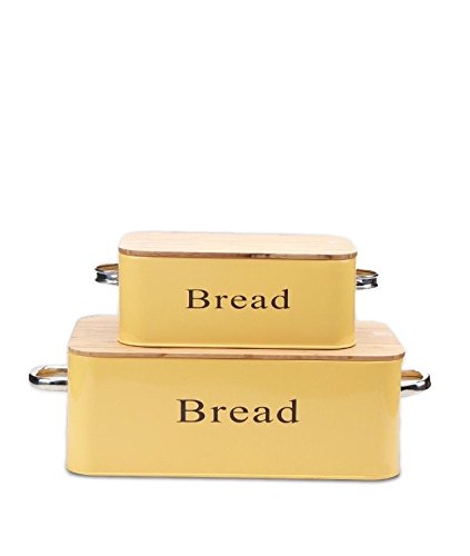 2 set vintage bread bin with bamboo lid