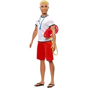 Barbie-FXP04-Ken-Lifeguard-Doll-in-Career-Themed-Outfit-Multi-Colour Barbie FXP04 Ken Lifeguard Doll in Career-Themed Outfit, Multi-Colour