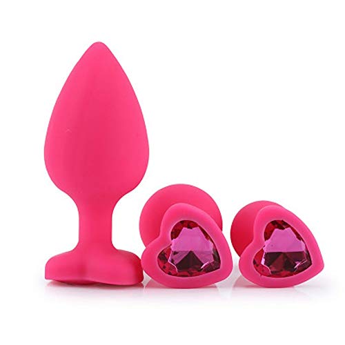 Set of 3 - Bu~tt P~lu~g T-bar Base - Silicone Toys - Erotic Games Role Play - Jeweled Stimulator Toys for Men and Women - 3 pcs Beginners Silicon Anales Set - Best Idea for Gift - Pink - Thumbnail 5
