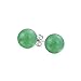 Simple Dyed Gemstone Green Aventurine Round Ball Stud Earrings For Women .925 Sterling Silver 8MM