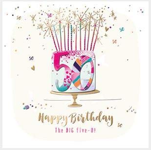 Greeting Card (TP- SFE30014) - 50th Birthday - Sparkly Candles - from The Strawberry Fizz Range - Foil and Jewel Finish
