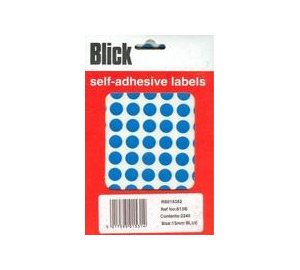 Blick Labels, Blue, Self Adhesive Stickers Office Pack, Coloured Dot, Circles, 13mm, 2240 Labels, for Home, Office, Family, School, Holiday Calendar Organising, Planner, Rewards Chart, Colour Coding