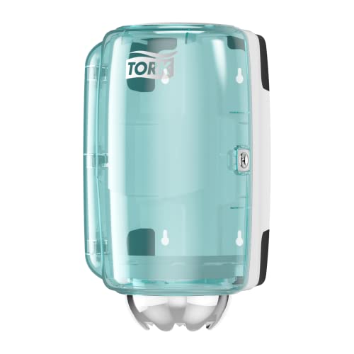 Tork Mini Centrefeed Dispenser Suitable for Tork Mini Basic Paper Wall Mounted Performance Design, White-Turquoise