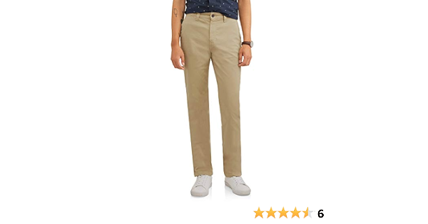 Amazon.com: George Sand Khaki Slim Straight Stretch Casual Chino Pantalón,  33\