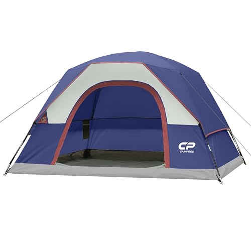 CAMPROS CP Campingzelt 4 Personen Wasserdicht, Familienzelt mit Moskitonetz & Belüftung, Kuppelzelt mit Schnellaufbau, Leichtes Outdoor Zelt für Campi