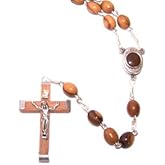 Holy Land Market Olive Wood Rosary with Soil from Bethlehem, 20 Inches Long, Sterling Silver Chain