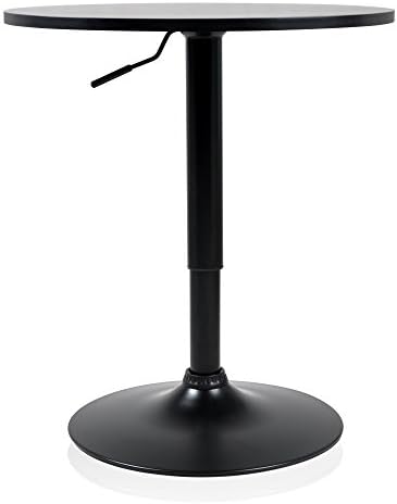 Krei Hejmo Adjustable Round Dining Bar Table with Metal Base VERŜO LINIO (Black)