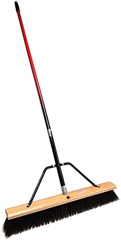 American Select Tubing Pbra24001 24" Rough-Surface Push Broom with Red/Black Handle