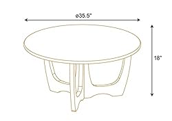 FINECASA Wooden Curved Leg Round Coffee
