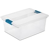 Sterilite 19658604 Deep Clip Box, Clear with Blue Aquarium Latches, 4-Pack