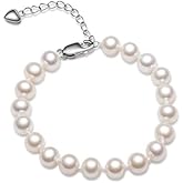 DENGGUANG Pearl Bracelets for Women 925 Sterling Silver 6-7mm 7-8mm 8-9mm Round White Freshwater Cultured Pearls Bracelet Gifts for Her