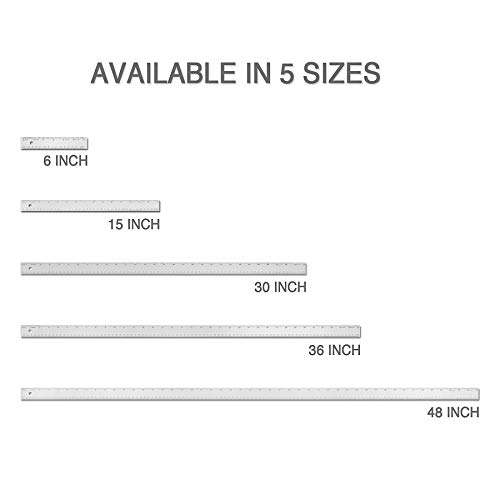 Alumicolor 1569-1 Aluminum Standard Straight Edge with Non-Slip Back, 6IN, Silver