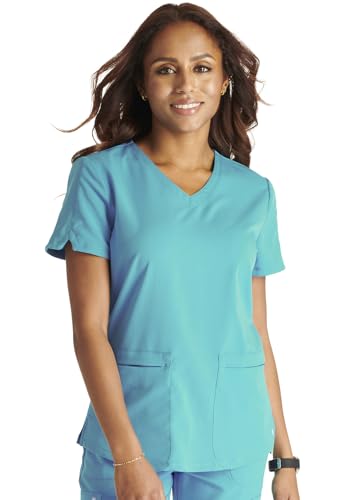 Cherokee Atmos V Neck Womens Scrub Tops V-Neck Soft Stretch 2 Pockets 4XL at Amazon