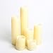 6 Slim Cream Flameless Candles, Wax Drip, Variety Set, Warm White LEDs, Batteries Included