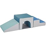 ECR4Kids SoftZone Single-Tunnel Foam Climber, Freestanding Indoor Active Play Structure for Toddlers and Kids, Safe Soft Foam Play Set, Easy to Assemble, Contemporary