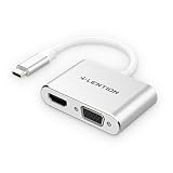 LENTION USB-C to 4K HDMI & VGA Dual Display Digital AV Adapter Compatible 2018 2019 MacBook Air & iPad Pro, MacBook Pro (Thunderbolt 3), XPS 13/15, Surface Book 2/Go, Chromebook, More (Silver)