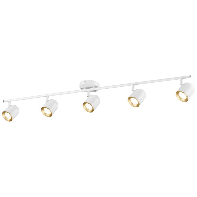 Photo 1 of FEMILA Track Lighting, Led Track Light, GU10 Bulbs Included, 44" Flush Mount Ceiling Spot Lights, for Living Room, Gallery, Bedroom, Hallway, 4FS78TL-5 WH