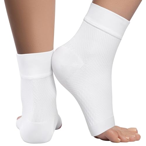 KEMFORD Ankle Compression Sleeve Plantar Fasciitis Braces Open Toe  Compression Socks for Swelling, Sprain, Neuropathy, Arch Support for Men  and