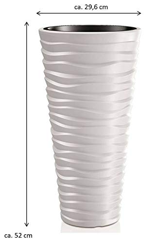 BJYX 2 Stück Pflanzkübel Pflanztopf Blumentopf Blumenkübel Kunststoff Weiß Wellen – Bild 5