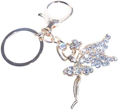 Fairy Key Chain for Purse or Handbag or Cell Phone Pendant Charm (4.5"L by 1.5"W, Silver Clear)