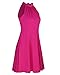 OUGES Women's Stand Collar Off Shoulder Sleeveless Cotton Casual Dress(Rose,M)