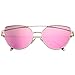 VIVIENFANG Women Cat Eye Mirrored Sunglasses (Polarized,Lightweight Metal), Oversized Fashion Sunnies 86798A Pink
