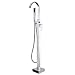 JiaYouJia Freestanding Tub Faucet Floor Mounted Bathtub Filler with Handheld Shower Single Handle Bathroom Faucet with Diverter Polished Chrome