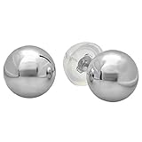 10k White Gold Ball 6mm Stud Earrings with Silicone covered Gold Pushbacks
